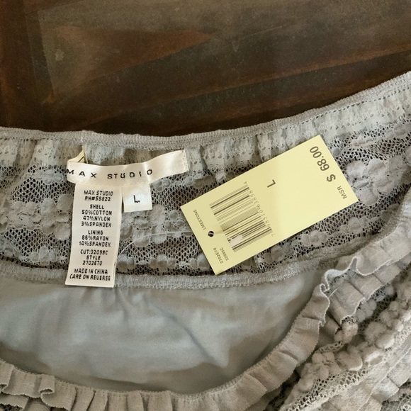 Max Studio 2 pc dress off shoulder gray lace SZ M L NWT - Picture 4 of 8